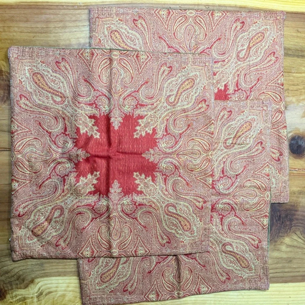 Pottery Wool Velvet Pillow Cover LOT OF 3 Square Paisley Floral K12